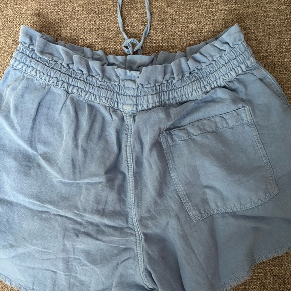 Mango pull on denim style paper bag high waisted shorts with drawstring - Picture 7 of 8